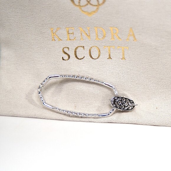 Kendra Scott Essie Rhodium Silver Pave CZ Open Frame Earrings NWT - Picture 4 of 5